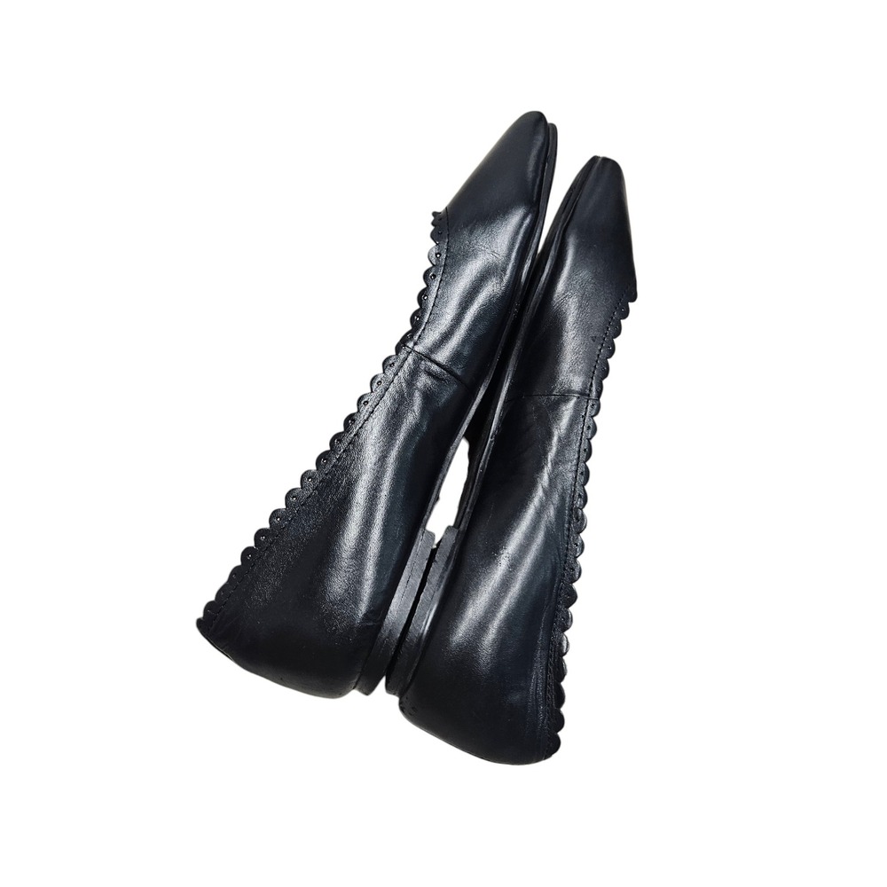 Jack Rogers Flats Womens 8 Black Leather Scalloped Pointed Toe d'Orsay Classic - Picture 8 of 14